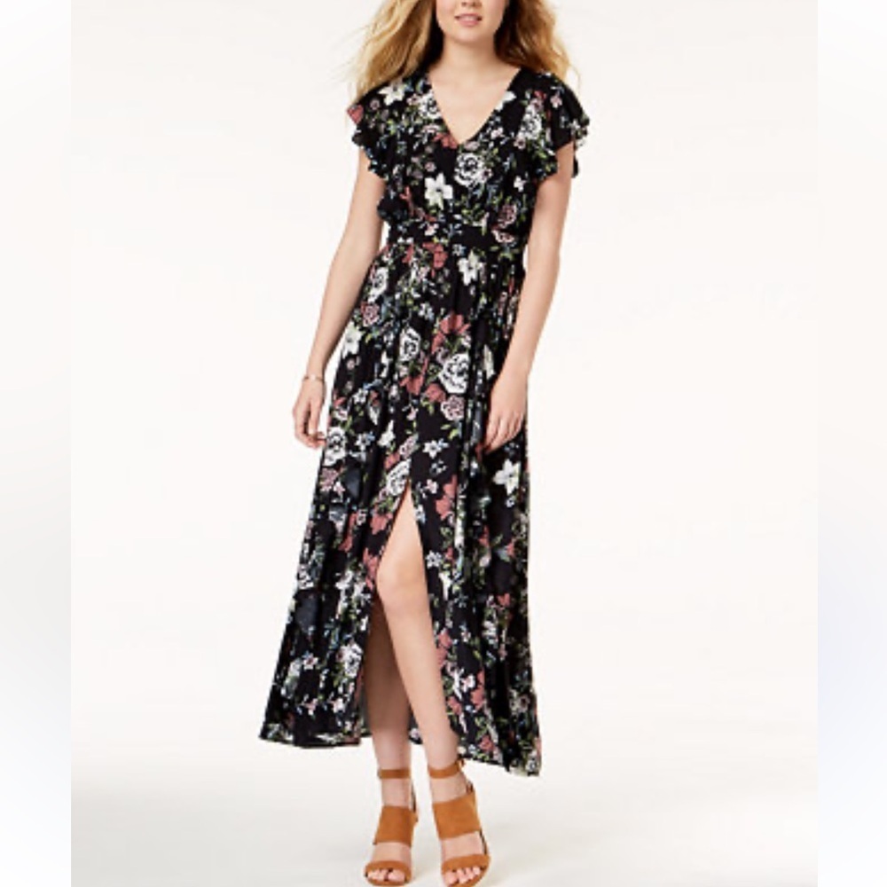 American Rag Flowy Floral Black Maxi Dress